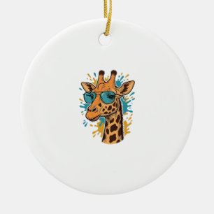 Ornamento De Cerâmica Camisa de Óculos de Sol de Girafa Legal Gravada Vi