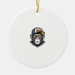 Ornamento De Cerâmica Camisa de óculos de sol patrióticos de chimpanzé v