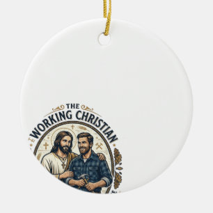 Ornamento De Cerâmica Camisa de Ofícios de Construção de Jesus Gráfico C