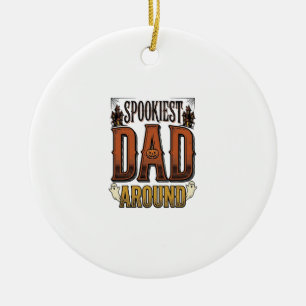 Ornamento De Cerâmica Camisa de Pai de Halloween Pai Assustador Gravação