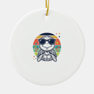 Ornamento De Cerâmica Camisa de Praia Óculos de Sol Tartaruga Tropical V