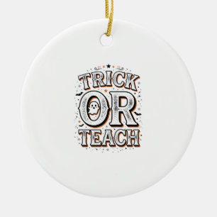 Ornamento De Cerâmica Camisa de professor de Halloween Vintage Trick Or