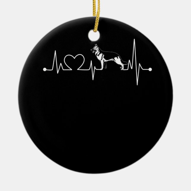 Ornamento De Cerâmica Camisa de pulsação do german shepherd T (Frente)