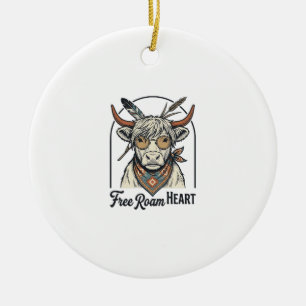 Ornamento De Cerâmica Camisa de Vaca das Terras Altas Espírito Livre Gra