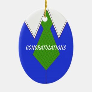 Ornamento De Cerâmica Camisa de vestimenta azul e Parabéns empinados