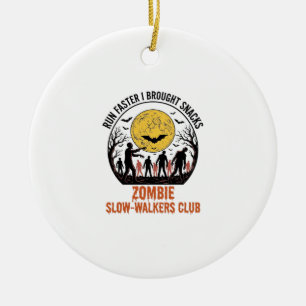 Ornamento De Cerâmica Camisa Divertida de Zumbi com Lua Gravada e Humor 