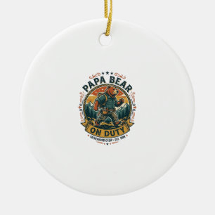 Ornamento De Cerâmica Camisa do Dia do Pai Urso Papa De Plantão Animal E