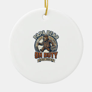 Ornamento De Cerâmica Camisa do Dia do Pai Urso Papa de Serviço Animal E