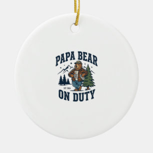 Ornamento De Cerâmica Camisa do Dia do Pai Urso Papai no Trabalho Roupa 