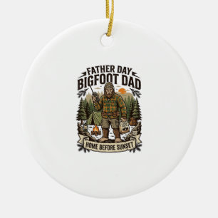 Ornamento De Cerâmica Camisa do Dia dos Pais Bigfoot Papai Floresta Retr