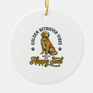 Ornamento De Cerâmica Camisa do Golden Retriever Gravação Vintage Amante