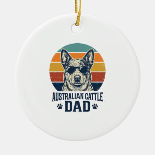 Ornamento De Cerâmica Camisa do Pai do Cão de Gado Australiano Pôr do So