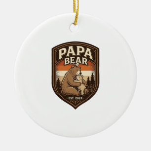 Ornamento De Cerâmica Camisa do Urso de Gravura Vintage Papa Bear Design