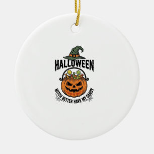 Ornamento De Cerâmica Camisa engraçada de bruxa de Halloween com design