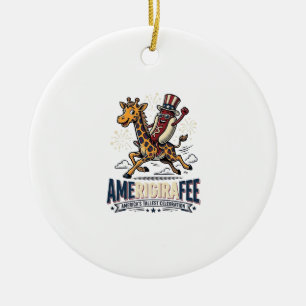 Ornamento De Cerâmica Camisa engraçada de cachorro-quente patriótico Ame