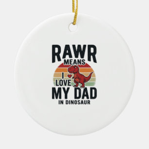 Ornamento De Cerâmica Camisa engraçada de dinossauro pai RAWR vintage de