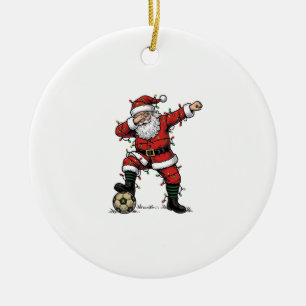 Ornamento De Cerâmica Camisa Esportiva de Natal do Papai Noel Vintage_1