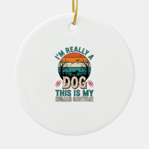 Ornamento De Cerâmica Camisa Funny Dog Human Costume Vintage Halloween_1
