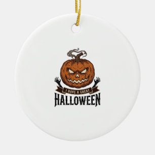 Ornamento De Cerâmica Camisa Gótica de Abóbora de Halloween Vintage Desi