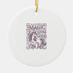 Ornamento De Cerâmica Camisa Gráfica da Moda Magia de Unicórnio Fica Bem
