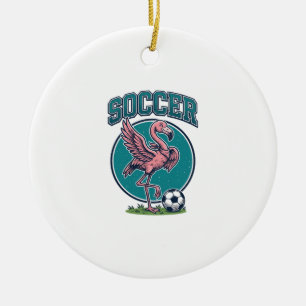 Ornamento De Cerâmica Camisa Gráfica do Jogador de Futebol Flamingo Vint