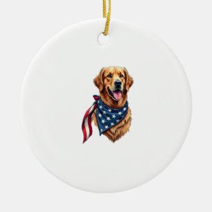 Ornamento De Cerâmica Camisa Gravada Vintage de Golden Retriever America