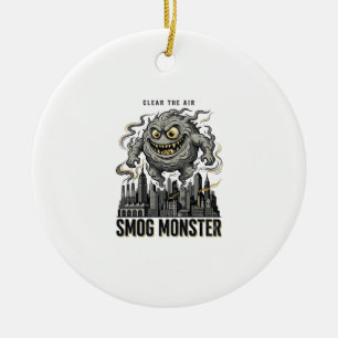 Ornamento De Cerâmica Camisa Monstro Smog Gravura Vintage Aviso Ecológic