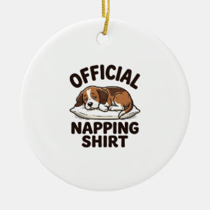 Ornamento De Cerâmica Camisa Oficial de Cochilo Cachorro Sonolento Desig