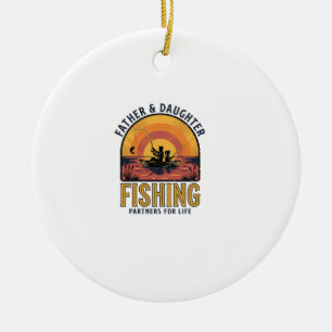 Ornamento De Cerâmica Camisa Parceiros de Pesca Pai e Filha para a Vida