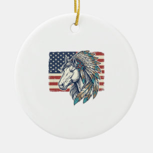 Ornamento De Cerâmica Camisa Patriótica de Cavalo Bandeira Vintage Vetor
