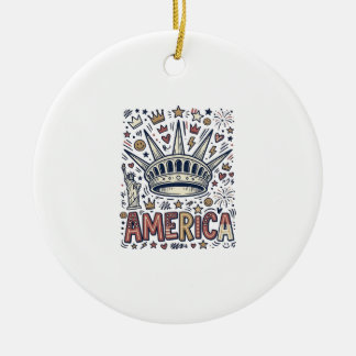 Ornamento De Cerâmica Camisa Patriótica Vintage America Liberty Crown De