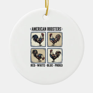 Ornamento De Cerâmica Camisa Patriótica Vintage American Roosters Design