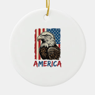 Ornamento De Cerâmica Camisa Patriótica Vintage Eagle América Design_1