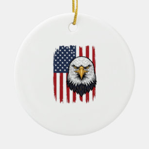 Ornamento De Cerâmica Camisa Patriótica Vintage Eagle Bandeira Americana