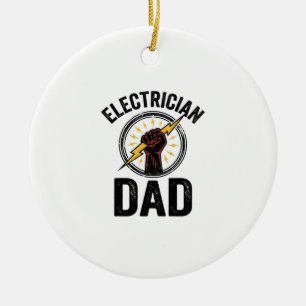 Ornamento De Cerâmica Camisa Vetorial de Gravura Vintage Pai Eletricista