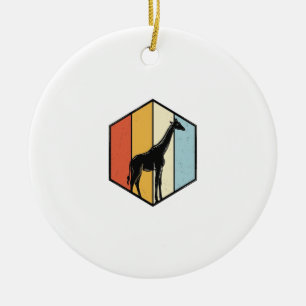 Ornamento De Cerâmica Camisa Vetorial de Safári Geométrico de Girafa Vin