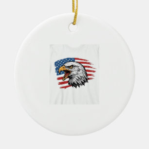 Ornamento De Cerâmica Camisa Vetorial Patriótica Vintage Eagle Flag Desi
