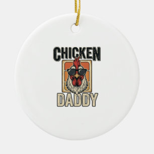 Ornamento De Cerâmica Camisa Vetorial Vintage de Galo Engraçado Chicken