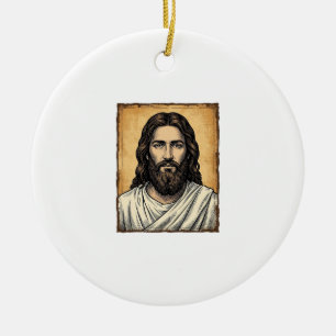 Ornamento De Cerâmica Camisa Vintage com Desenho de Retrato Religioso Gr