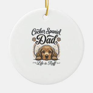 Ornamento De Cerâmica Camisa Vintage de Cachorro Cocker Spaniel Pai Vida
