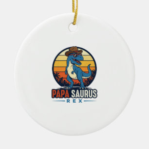 Ornamento De Cerâmica Camisa Vintage de Dinossauro Cowboy Papa Saurus Re