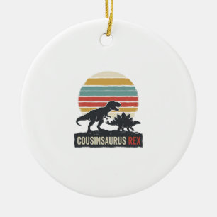 Ornamento De Cerâmica Camisa Vintage de Dinossauro Engraçado Cousinsauru