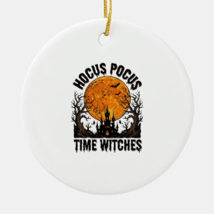 Ornamento De Cerâmica Camisa Vintage de Halloween das Bruxas do Tempo de