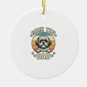 Ornamento De Cerâmica Camisa Vintage para Pai de Shih Tzu Amante de Cães