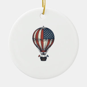 Ornamento De Cerâmica Camisa Vintage Patriótica de Balão de Ar Quente De