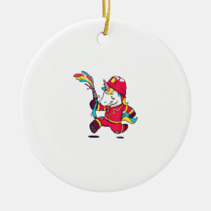 Ornamento De Cerâmica Camiseta Arco-Íris Cartoon Unicórnio Bombeiro Fofo