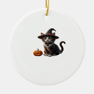 Ornamento De Cerâmica Camiseta Clássica de Gato de Halloween Charmoso em