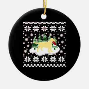 Ornamento De Cerâmica Camiseta Clássica Natal Labrador Amarelo Silhueta