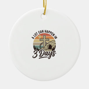 Ornamento De Cerâmica Camiseta D Retro Cruz Caverna 3 Dias Páscoa Cristã