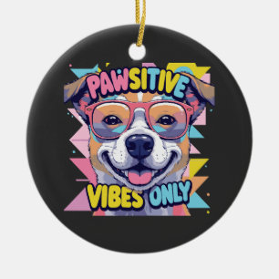 Ornamento De Cerâmica Camiseta de Cachorro Engraçado Vibes Only � Cachor